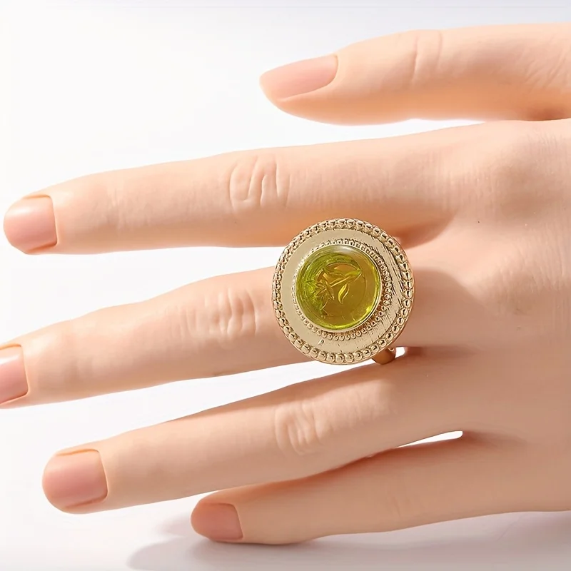 خاتم عتيق من الحجر الأخضر هدية الذكرى السنوية لعيد الميلاد وحفلات الارتداء اليومي والاحتفال بمجوهرات إكسسوار أنيق للاحتفال #5