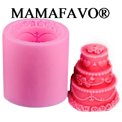 3 Layer Cake Candle Mold Party Wedding Cake Decorating Tools DIY Fondant Silicone Mold Handmade Soap Mold  D342