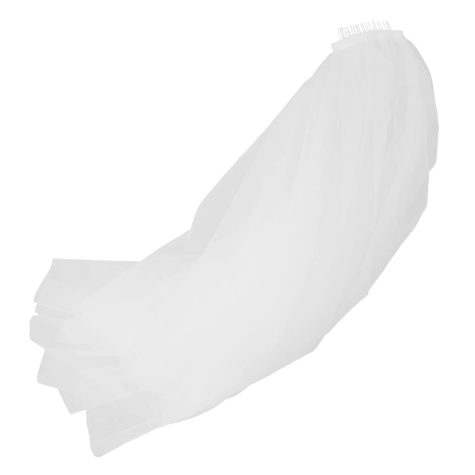 Short Double Layer White Bridal Veil Tulle Wedding Hair Accessory Bridal Veil Hair Comb for Bride Wedding Veils for Brides