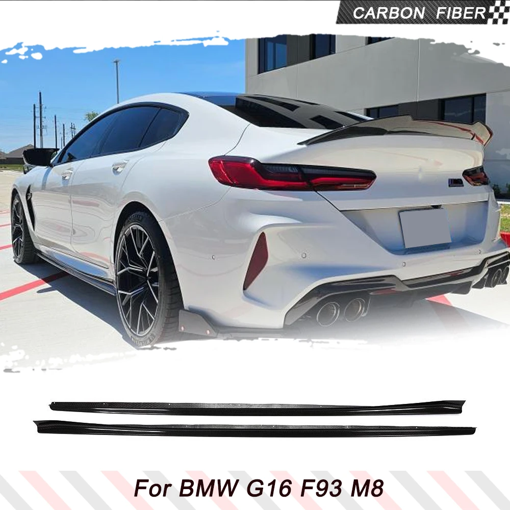 

Боковые юбки из настоящего углеродного волокна для BMW 8 серии G16 F93 M Sport 4-дверные Gran Coupe M8 2018-2021, автомобильные боковые удлинители губ
