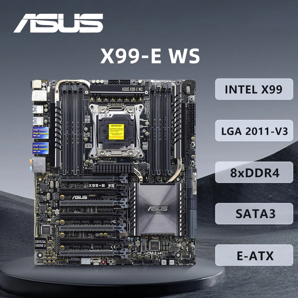 ASUS X99-E WS Motherboard LGA 2011 Support i7-6800K 6900K E5-4669 2695 2690 2629 2683 2609 1680 CPU 8xDDR4 2400MHz 128GB M.2 ATX