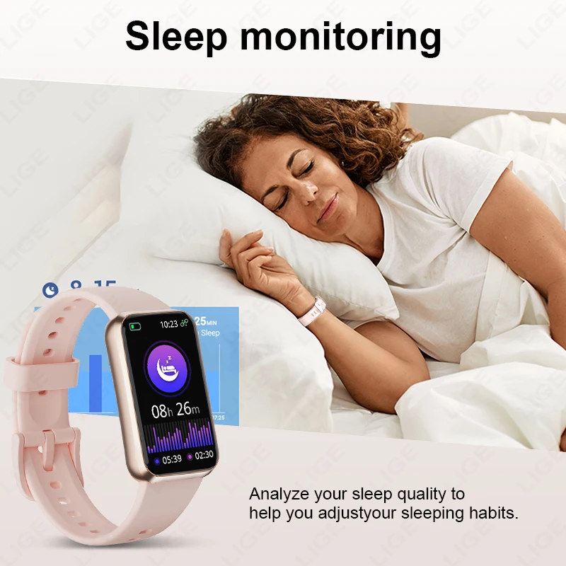 LIGE Smart Watch For Women Men 1.47 inch Sports Fitness Band Sleep Health Monitor IP68 Waterproof Smart Bracelet For Android ios