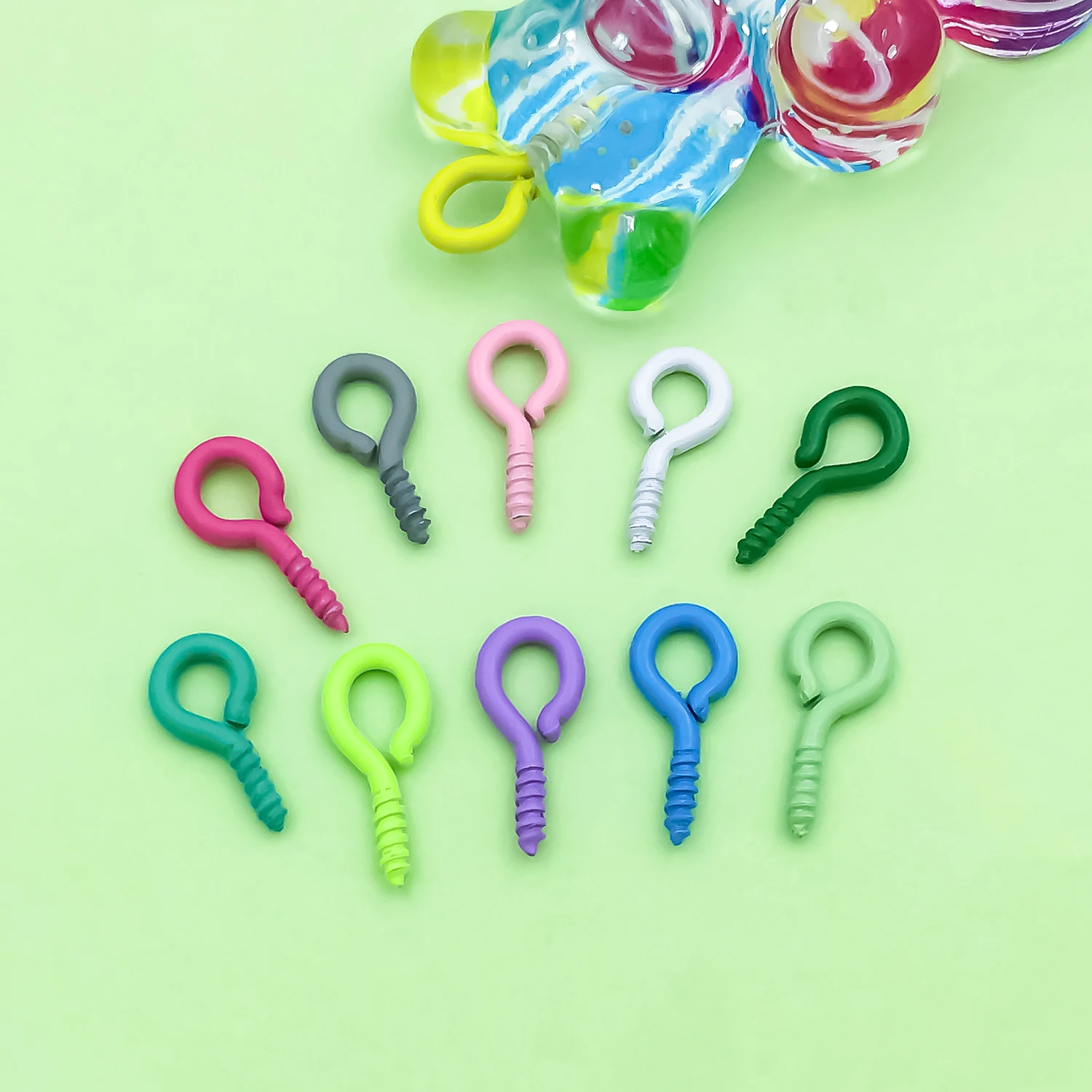 200pcs 9x4mm Alloy Sheep Eye Nail Spray Painted Colorful Spiral Closed Connector For DIY Charms Jewelry Making Findings Supplies view 3