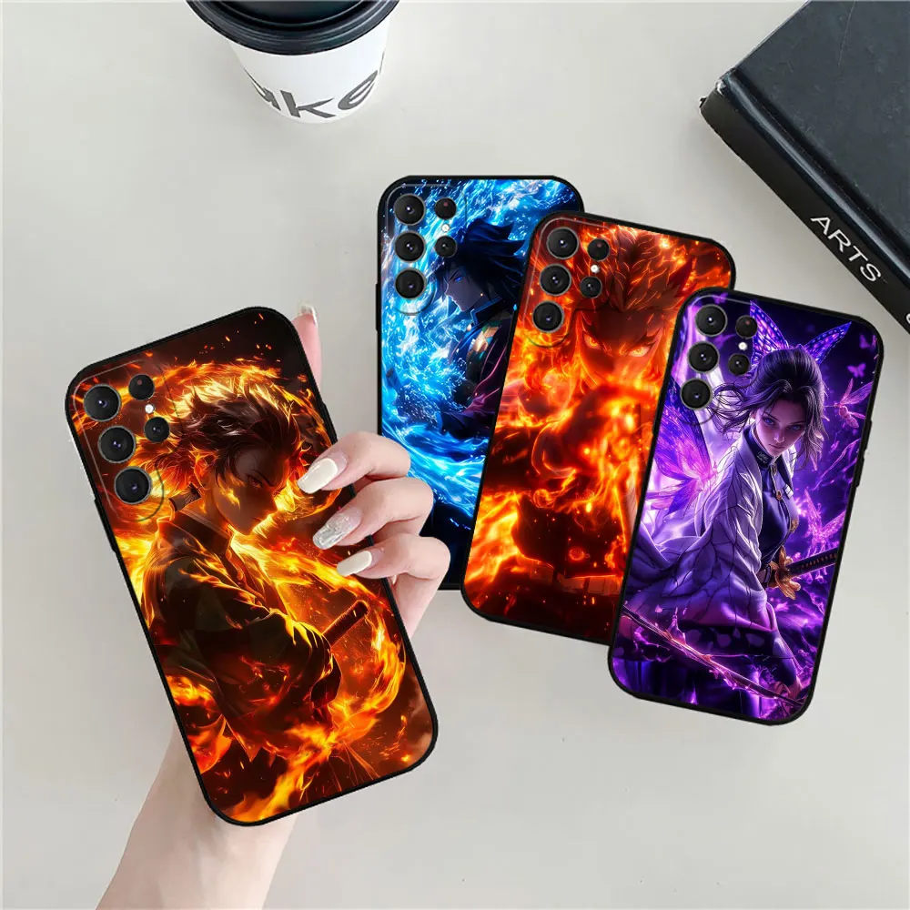 

Anime Demon Slayer Phone Case For Samsung Galaxy S25 S24 S23 S22 S21 S20 Ultra S10 Plus Fe 5G S25Ultra Black Soft Silicone Cover