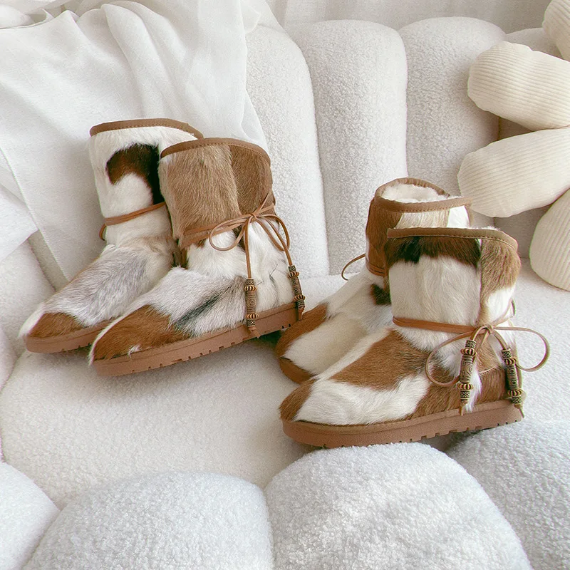 

Осенне-зимние новые интегрированные зимние сапоги из овчины, женские теплые непромокаемые утепленные шерстяные сапоги из знаменитого ветра и хлопка