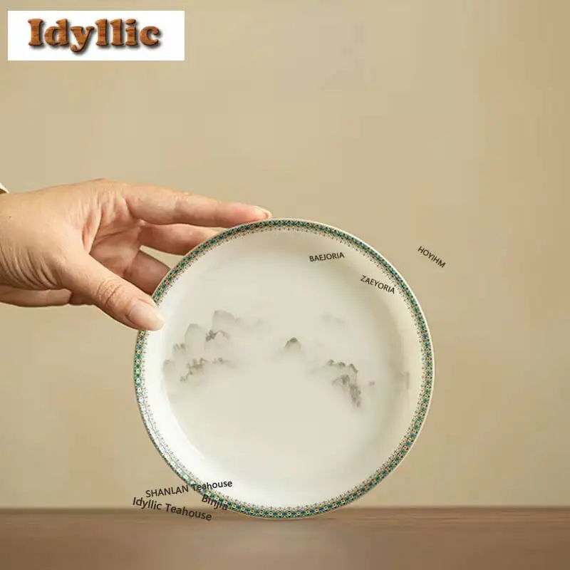 Mutton Fat Jade Ice Species Hill Pot Bearing Holder Gaiwan Support Dry Soaking Table Tea Tray Coasters Kung Fu Tea Teaset Craft