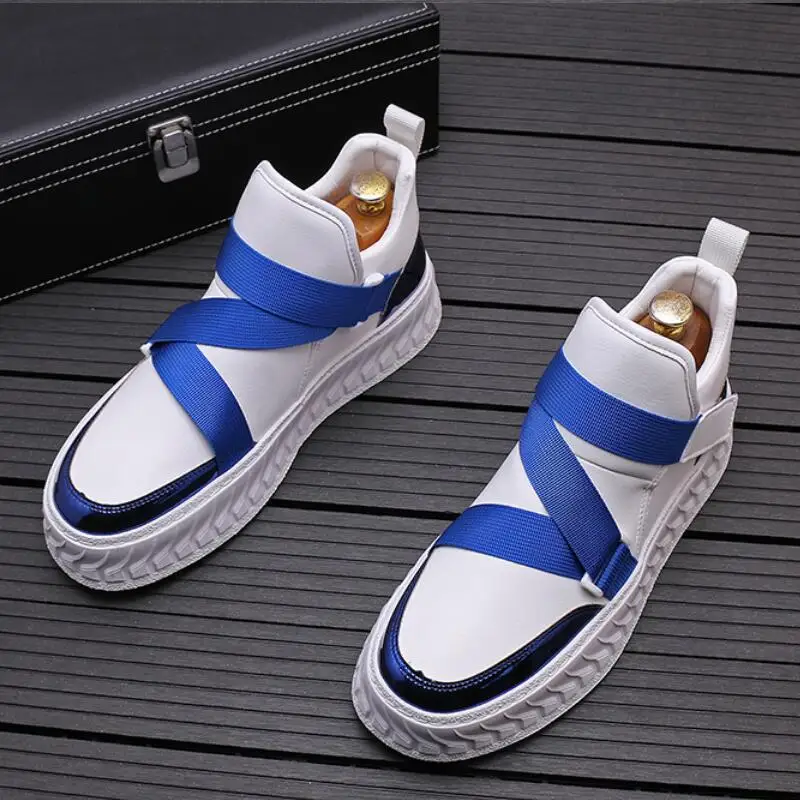 High top shoes men\'s spring burst small white shoes Korean version of fashion sports casual board shoes soft soled boots A6