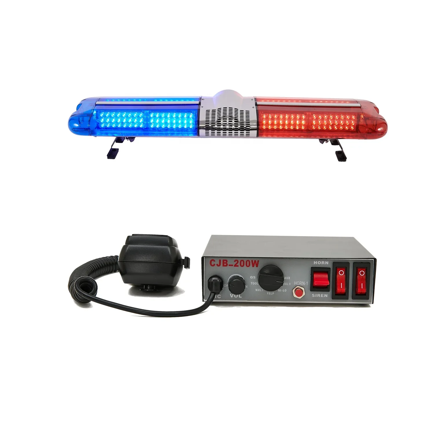 New Blue Amber  Red 12 Volt LED Warning Light Bar For Car Truck Beacon Signal Strobe Light with Siren & Speaker Control