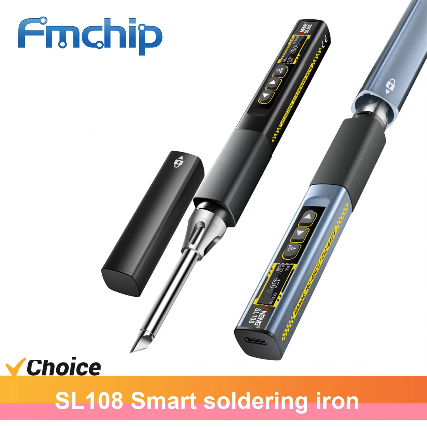 

ANENG SL108 T12 Electric Soldering Iron Adjustable Temperature, Portable Smart Soldering Station with PD QC, Ideal for Welding a