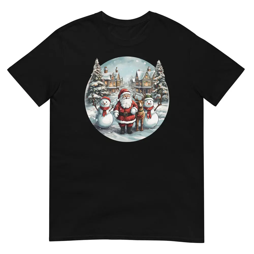 Cute Christmas T-shirt- Festive Santa Claus Snowman Holiday Tee