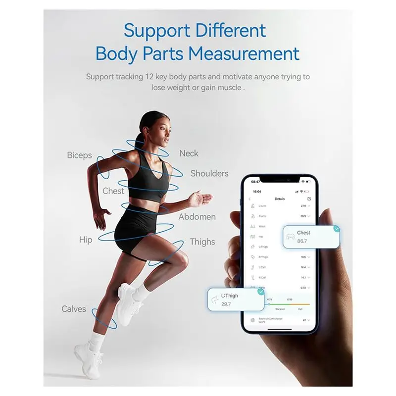 [HOT!A34R】 Smart Body Measuring Tape With APP, Bluetooth Body Tape Measure For Fitness Weight Loss Measurement LED Display
