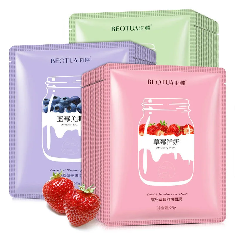 15 Uds BIOAQUA mascarilla Facial de frutas frescas caracol ácido hialurónico hidratante reafirmante hoja para el cuidado de la piel máscaras