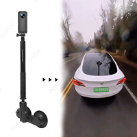1 inch Ball Head Dual Flat Car Suction Cup Holder with Invisible Selfie Stick for Insta360 X4 One Rs One X3 GoPro Max Accessory