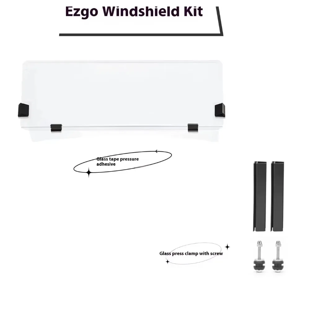 The Windshield of A 1994 2014 Golf Cart Includes A Stopper Composed of Screws and Laminated Golf Cart Parts