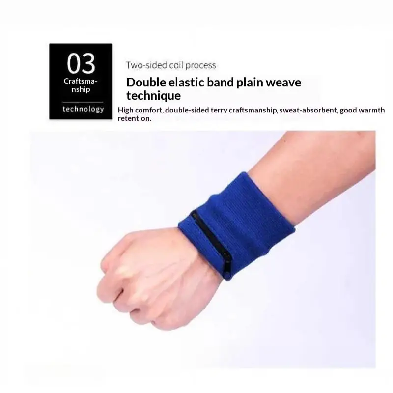 Zipper Wrist Wallet Lightweight Durable Wristband Storage Bag for Coin Key Small Items Suitable for Running Yoga Sports