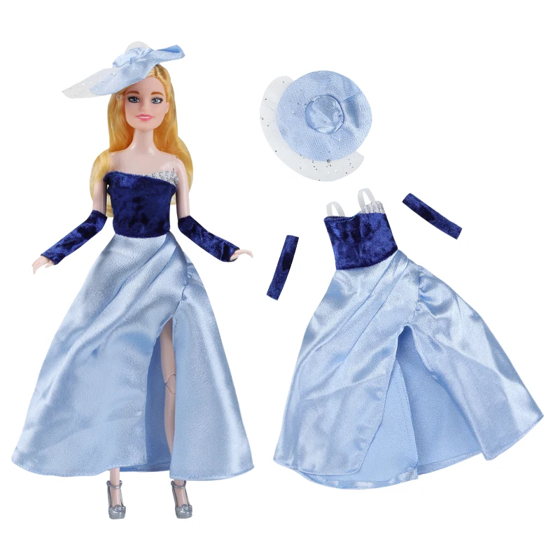 Vestido + Chapéu + Mangas para Boneca, Vestido Sem Alças, Luvas, Saia para Boneca de 30cm e Acessórios de Vestuário para Boneca BJD 1/6, Brinquedo para Meninas, Presente de Feriado