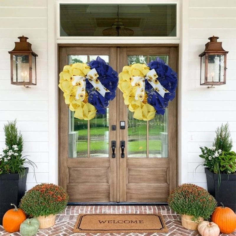 

Украинский персиковый венок в форме сердца с бантом и гирляндой из подсолнечника, подвесной орнамент 15UB