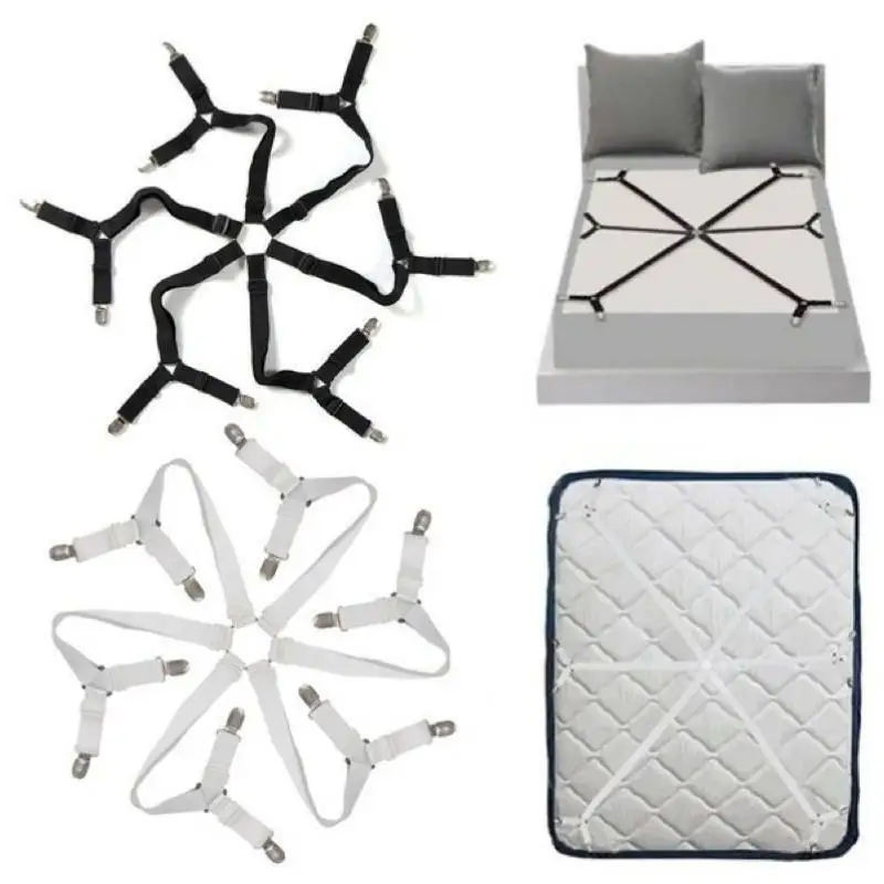1/2/3PCS Adjustable Elastic Bed Sheet Holder Mattress Clip Fasteners Cover Blankets Non-Slip Fixing Strap Grippers Black/White