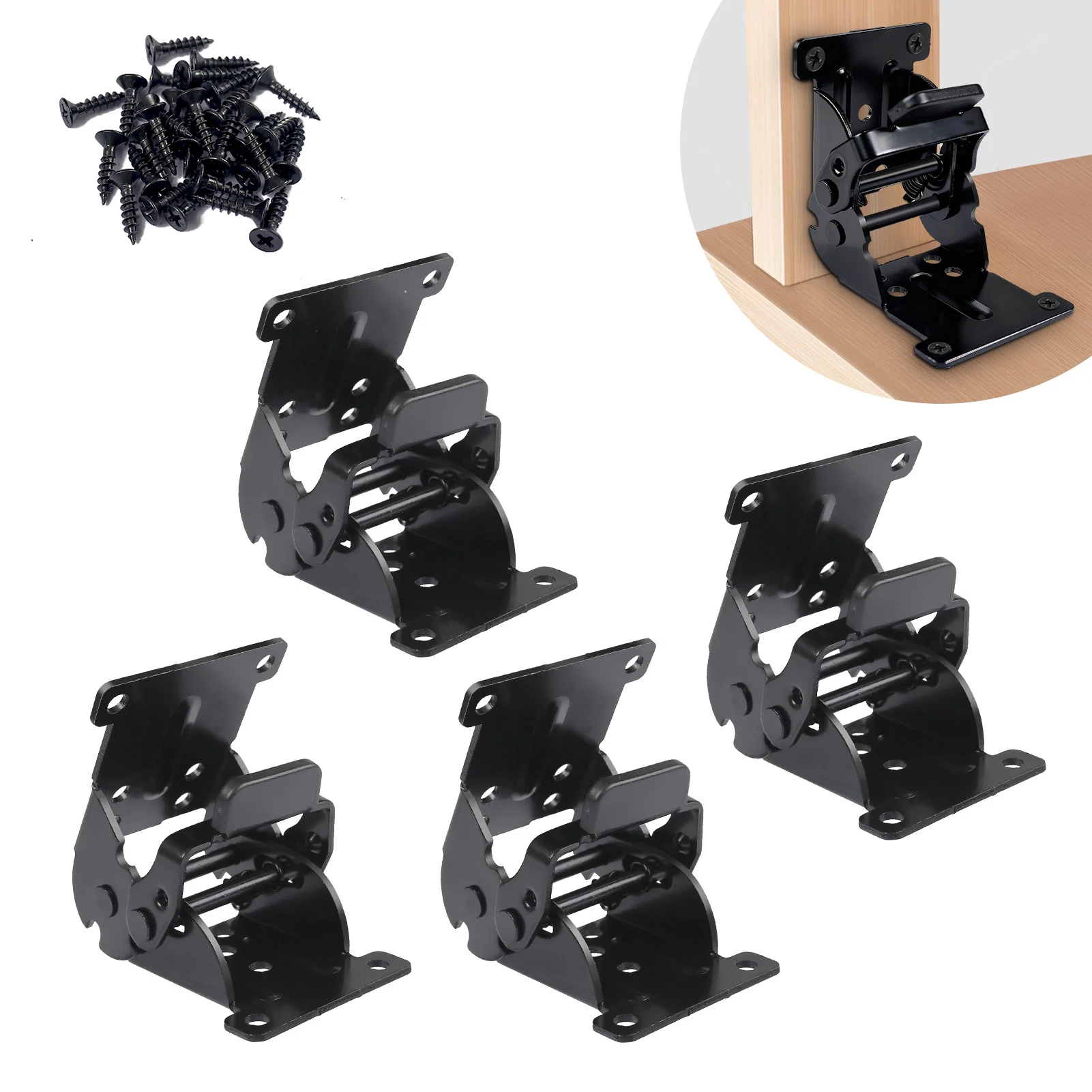 Dobradiça dobrável de 0-90-180 graus, suporte dobrável com travamento automático, mesa, cadeira, móveis, suporte de perna, dobradiça de aço carbono com parafusos