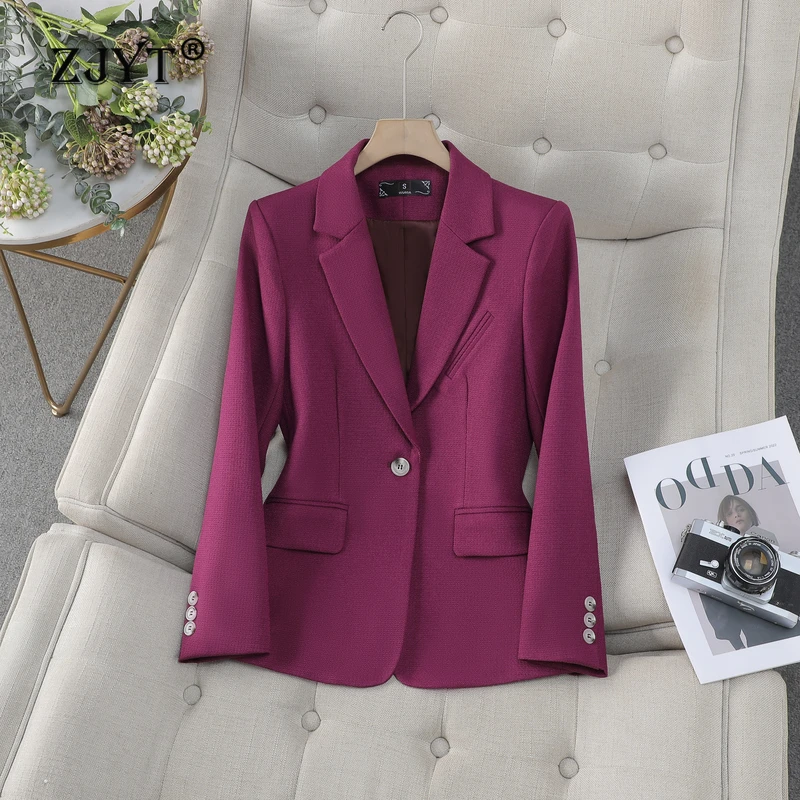 

ZJYT Elegant Chic Blazer Mujer New Women Coat Jacket Turn Down Collar Outerwears Veste Femme Autumn 2024 Korean Fashion Casaco