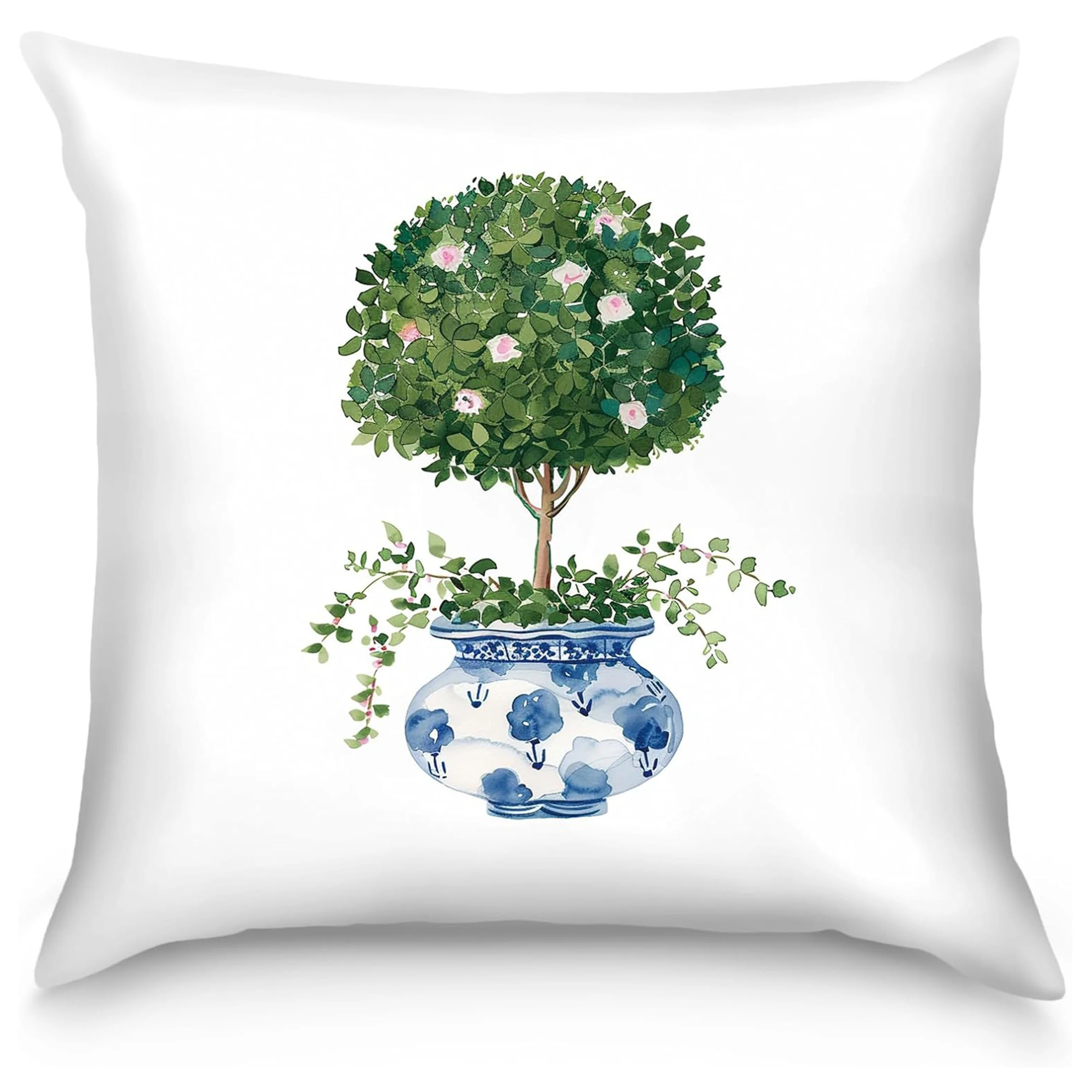 Charming Topiary Tree Linen Pillow Cover, Stylish Home Décor & Unique Gift Idea for Interior Design Lovers