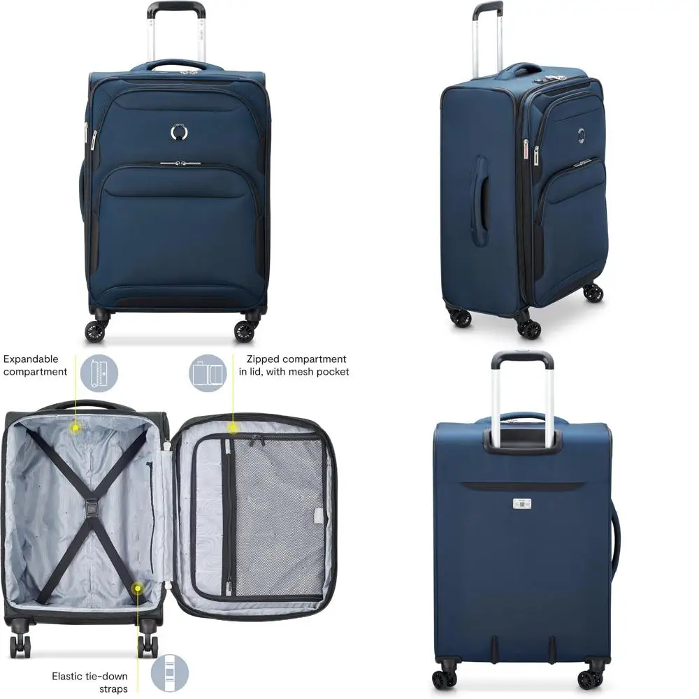 

Расширяемый чемодан-спиннер Softside синего цвета, среднего размера, 24 дюйма, проверенный для удобства в путешествиях