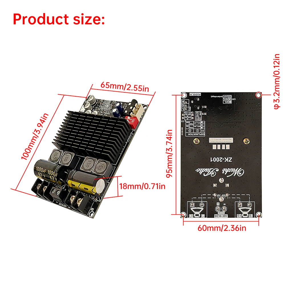 ZK-2001 TPA3221 200W Pure Rear Digital Power Amplifier Board 100W+