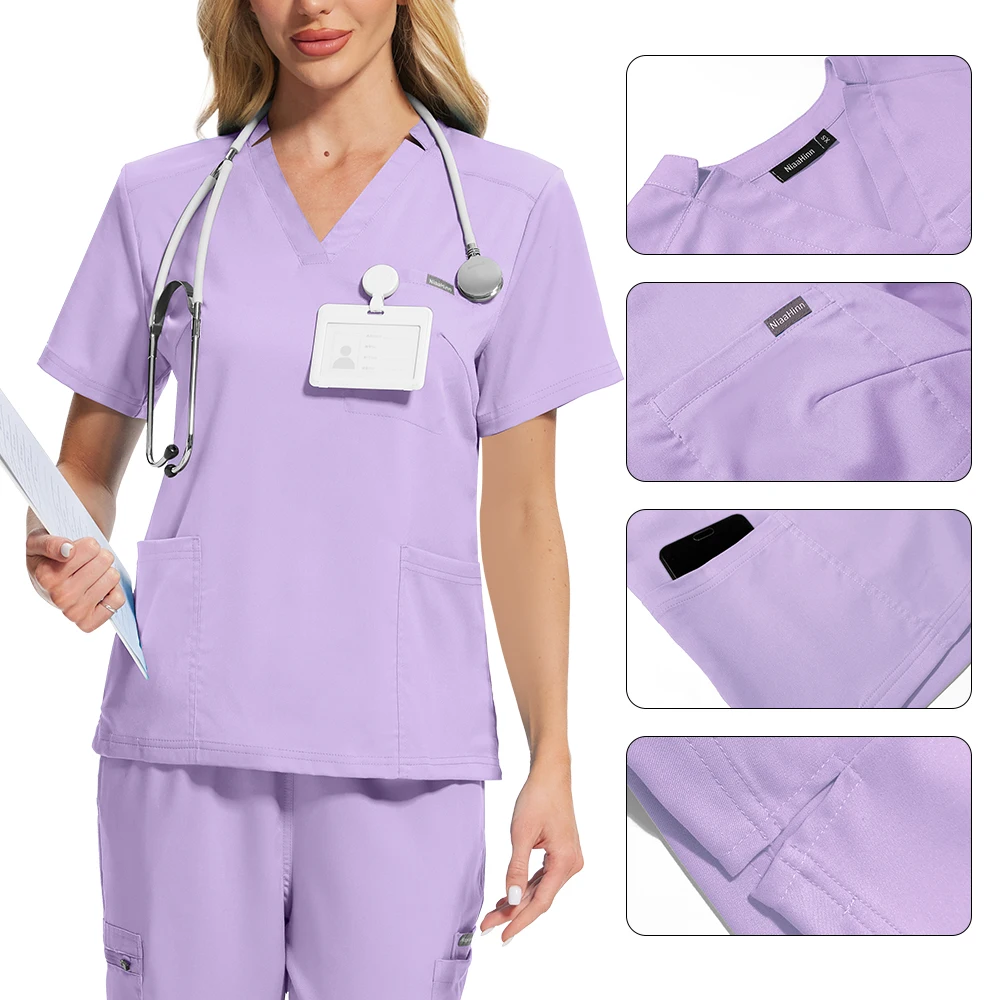 Unissex clínico dentista workwear uniforme médico das mulheres dos homens médico enfermagem roupas de trabalho beleza traje enfermeira esfrega calças superiores conjunto