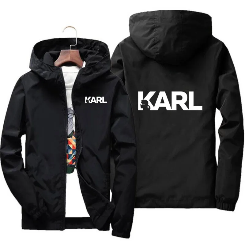 Fashion Casual Brand Karls Jacket Men Clothing Windbreaker Jackets Mens Coats Zipper Hooded Top Bomber Jacket Chaquetas Hombre