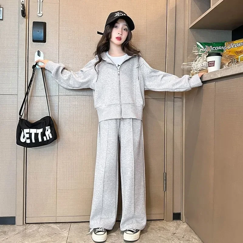 Hoodies Set Coat Pants Korean Children's Clothes 2025 Kids Winter Sets for Girl Clothing Elementary Student Autumn Suit Girls