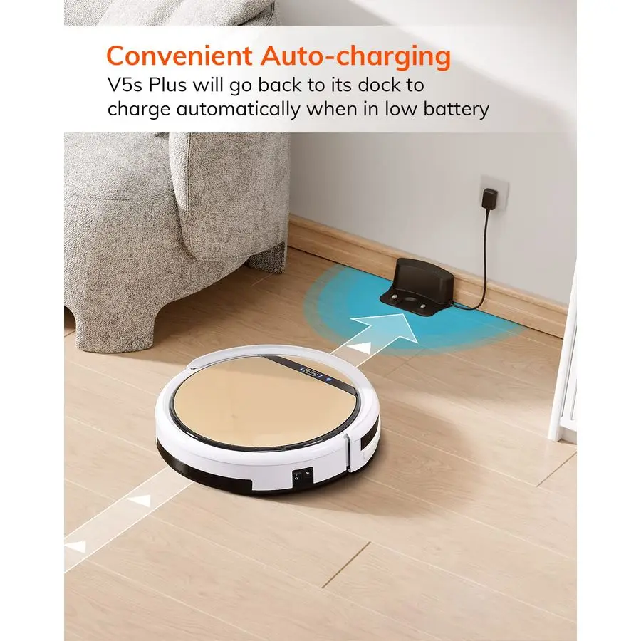 Combinação de aspirador e esfregão robô V5s Plus com aplicativo WiFi Alexa, aspirador robótico com carregamento automático, fino e silencioso, limpa H