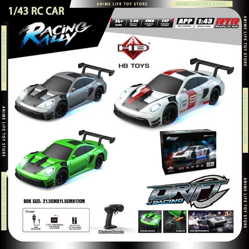 

New HB Toys RP4301,RP4302,RP4303,1/43 Mini Drift RC Car Racing 2.4G 4WD Desktop APP Control With ESP Gyro,LED RC Car Boy Gifts