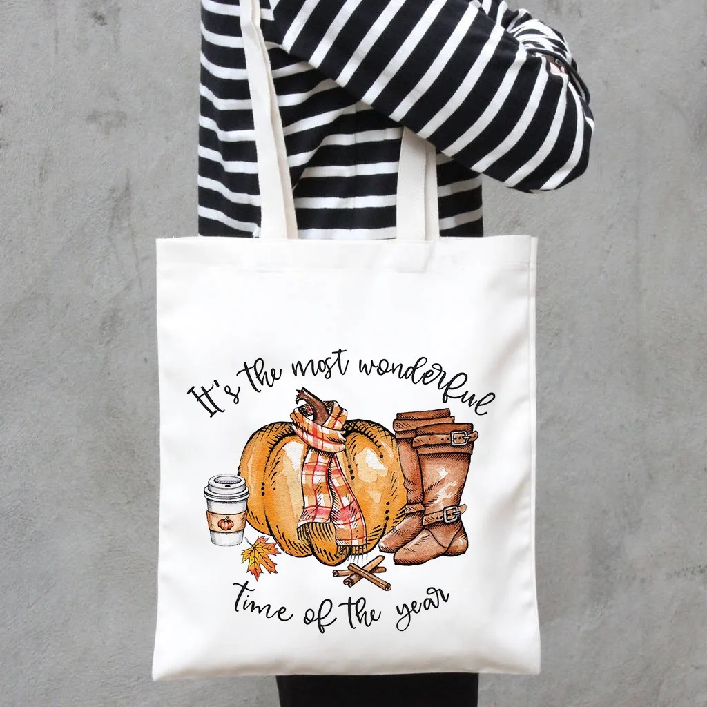 

Thanksgiving Pumpkin Print Canvas Tote Reusable Eco Friendly Large Shoulder Bag for Holiday Shopping Travel Commute Shopping