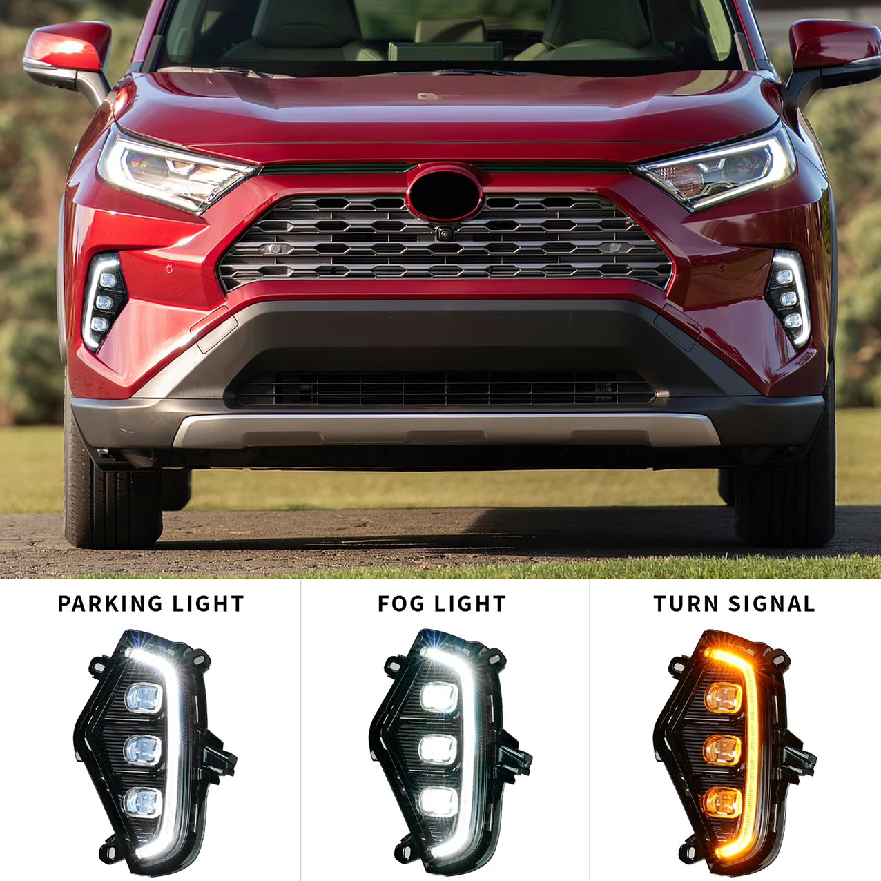 Archaic wholesale  LED car fog light fit for Toyota Rav4 2018-2021  with amber turn signal  for toyota  car assembly