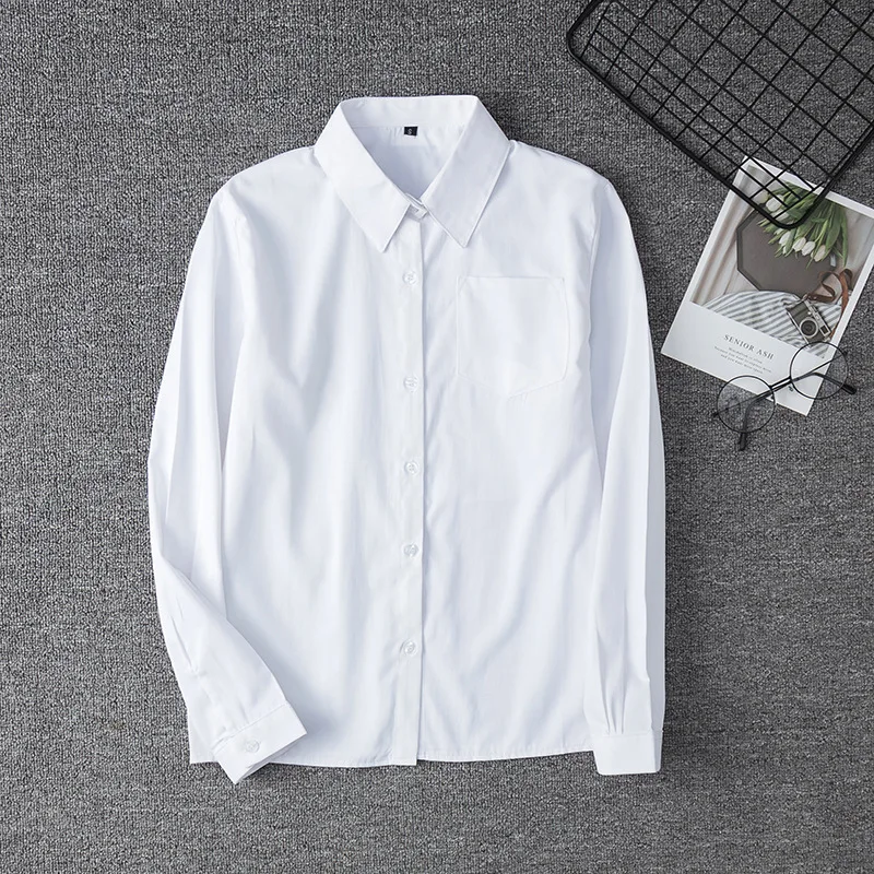 

Unisex Solid Color Business Shirt Fashion Classic Basic Casual Slim White Long Sleeve Shirt Cosplay Costume All-purpose Shirt