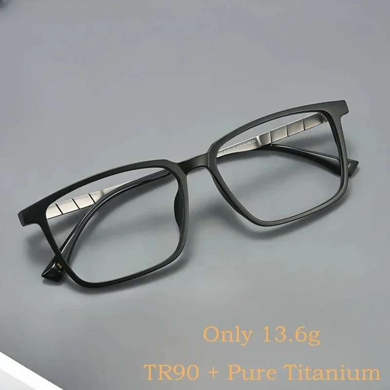 

Мужские сверхлегкие очки для чтения с большим лицом, оправа TR90, чистый титан, ретро квадратные деловые оптические очки по рецепту BV610
