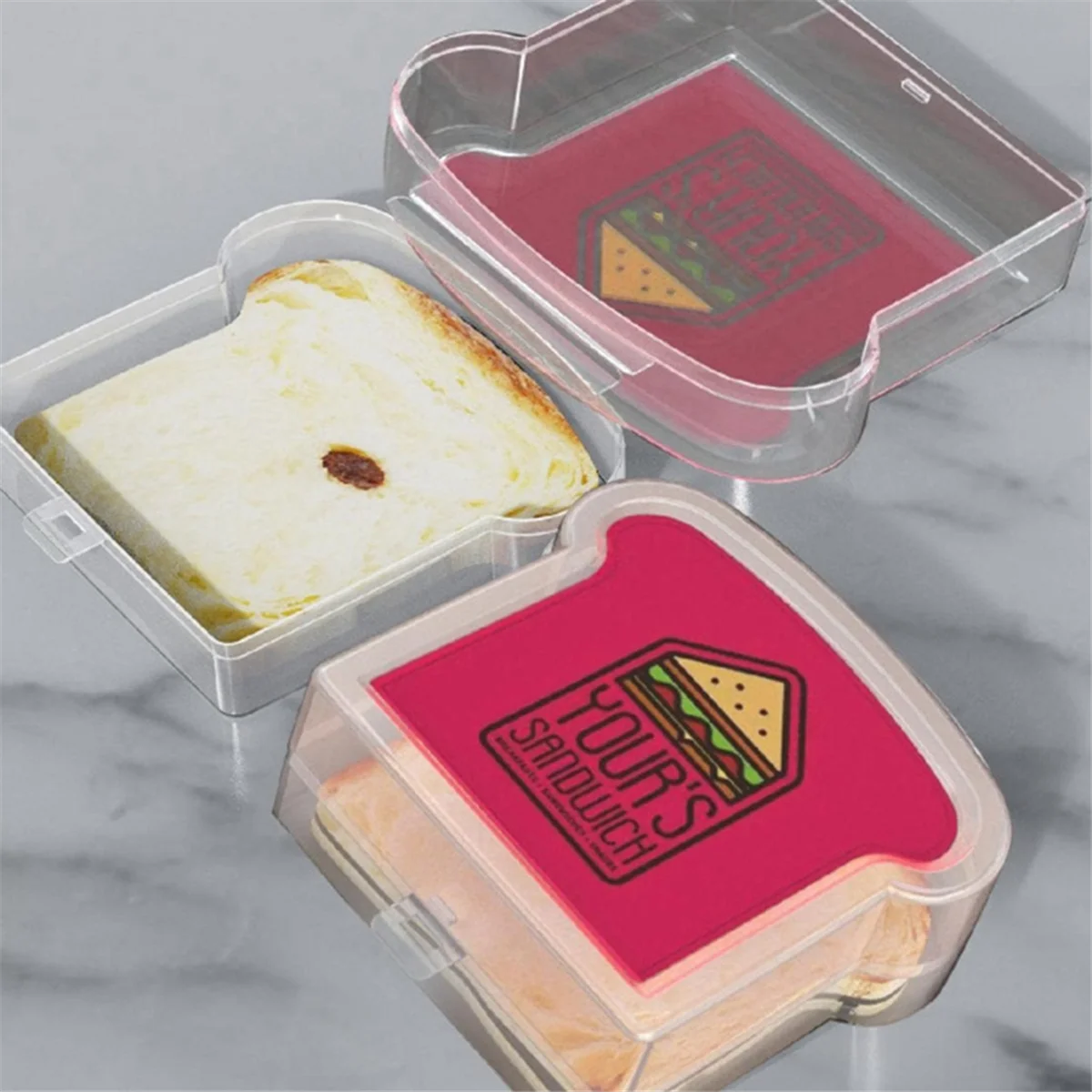 Reusable Sandwich Container Sealed Food Container Transparent Bread Box Food Portable Toast Sandwich Box A