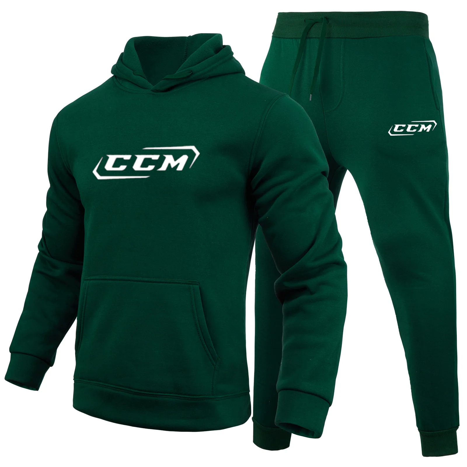 Chándal informal de 2 piezas para hombre, Conjunto de sudadera con capucha y pantalones de chándal con estampado CCM, ropa depor