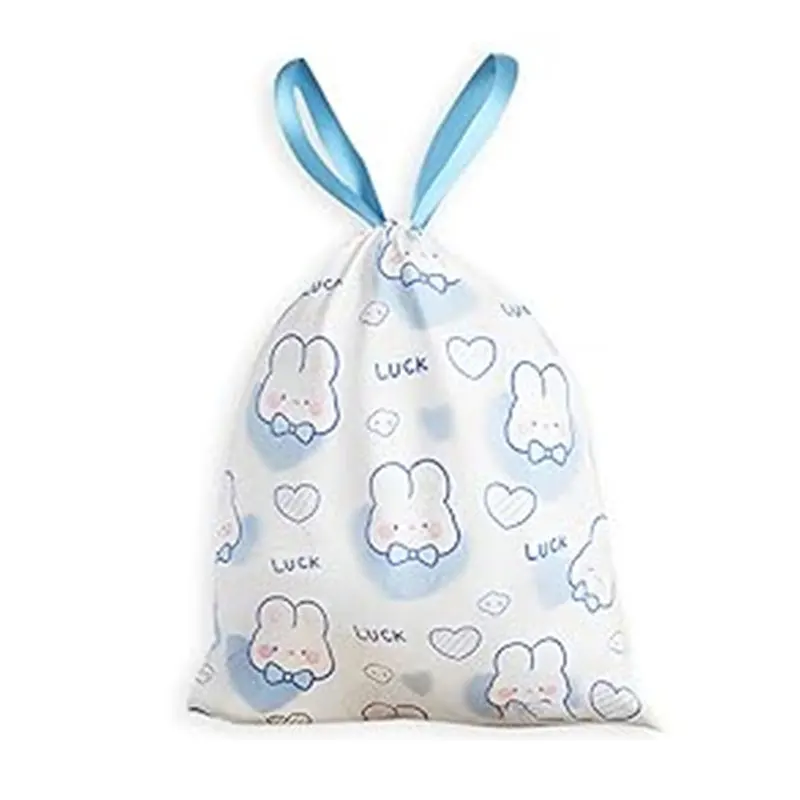 Trash Bags Drawstring Pack Of 100 Small Garbage Bags Cartoon Rabbit Pattern Thickened Drawstring Bags Bathroom Trash Bags