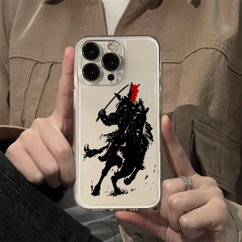 Casing bening Samurai wajah hantu Jepang, untuk Samsung A73 A72 A71 A55 A52 A51 A50 A35 A33 A32 A31 A30 A24 A23 A22 A13 A12 A05 5G penutup