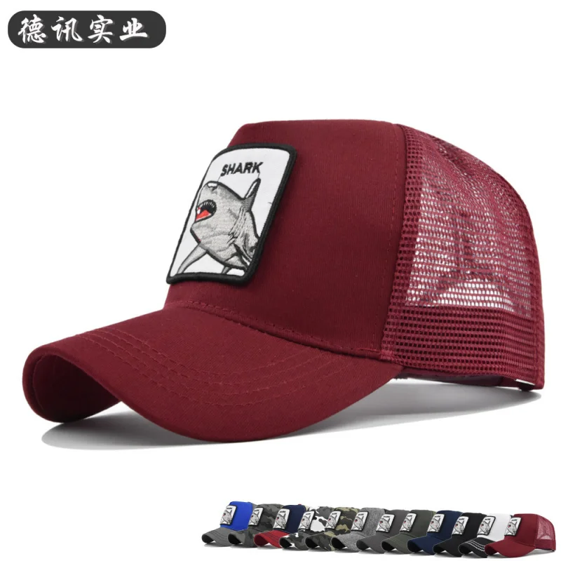 

Cartoon Animal Embroidery Baseball Cap Animal Shark Embroidered Hat Mesh Peaked Cap Curved Brim Sun Cap