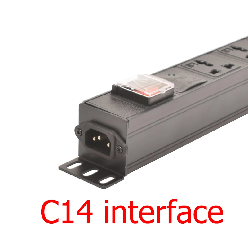 Unidade de tira de energia PDU de montagem em rack de gabinete interface C14 2-8 maneiras proteção contra surtos de soquete universal com interruptor
