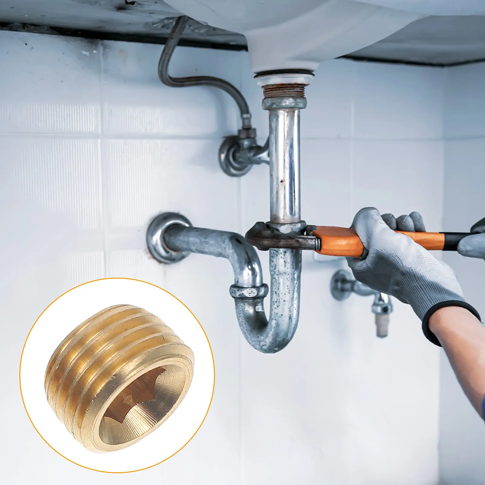 6Pcs Copper Brass Plug Internal Hex Socket Thread Pipe Npt Male Industrial Pneumatic Pipeline Fittings Npt Plug
