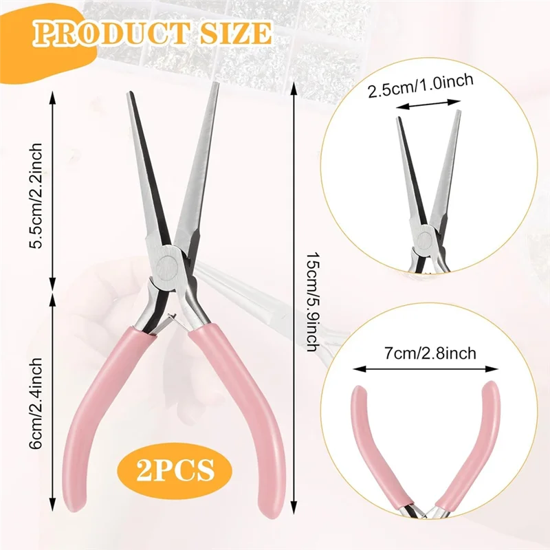 ABNL 2 Pack Needle Nose Pliers, 6 Inch Long Nose Pliers Flat Nose Jewelry Pliers Small Nose Pliers Tools Wire Bending Pliers