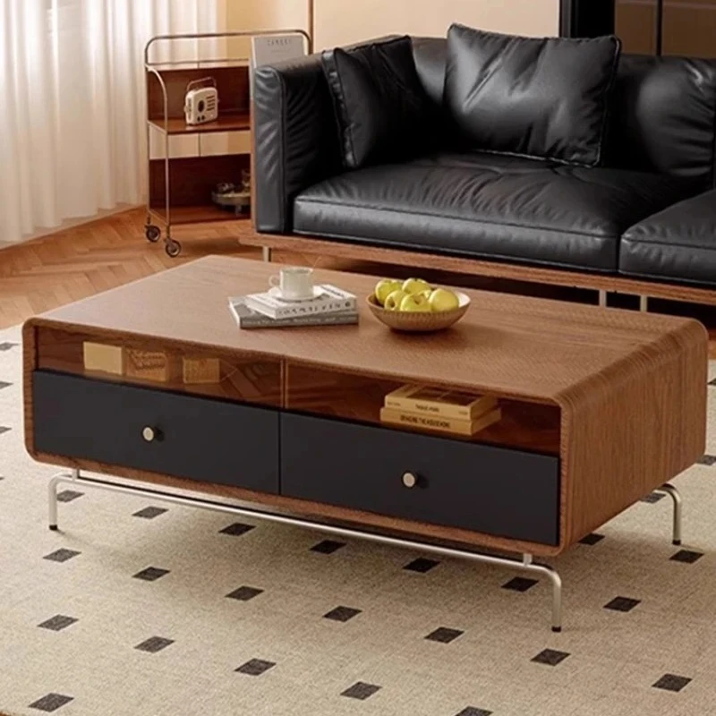 

Medieval simple living room household small apartment stainless steel high-end tea table