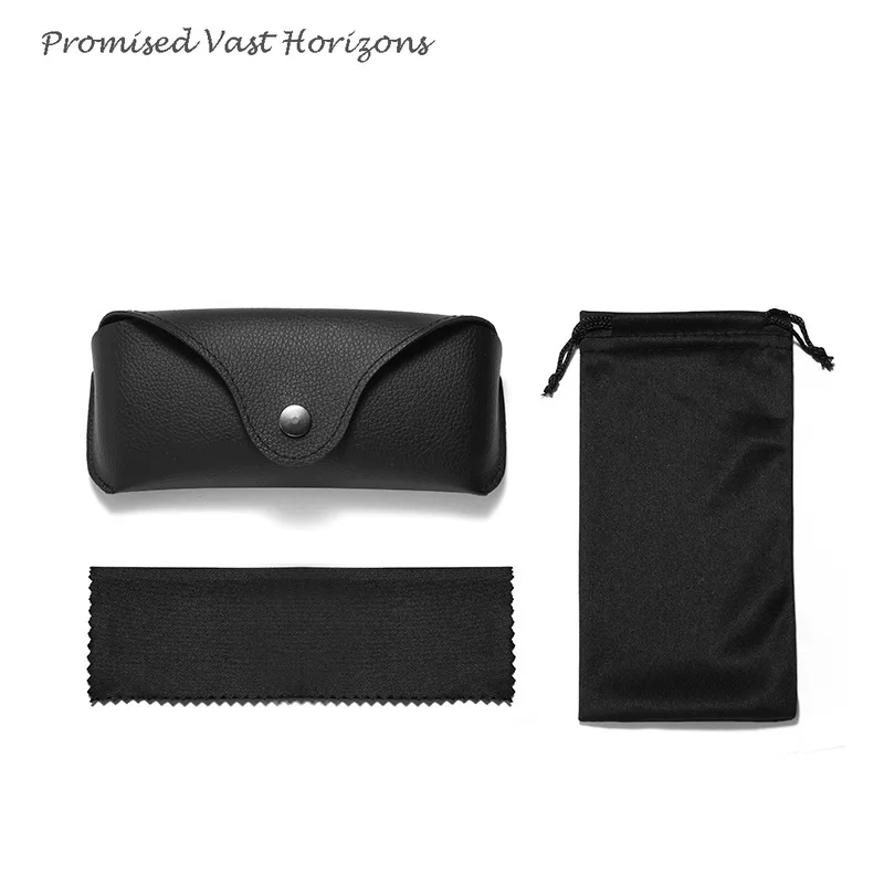 

Wholesale Retail Black Leather Glasses Case Cleaning Cloth Bag Three Pieces Set