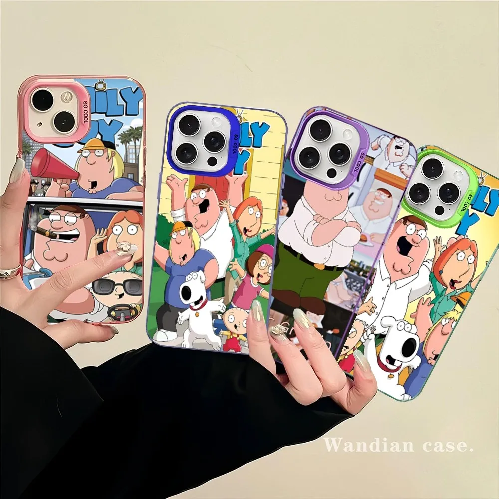 Семейный чехол для телефона G-Guy P-Peter для iPhone 16, 15, 14, 13, 12, 11 Pro Max X XR XSMAX 8 7 Plus, матовая противоударная задняя крышка