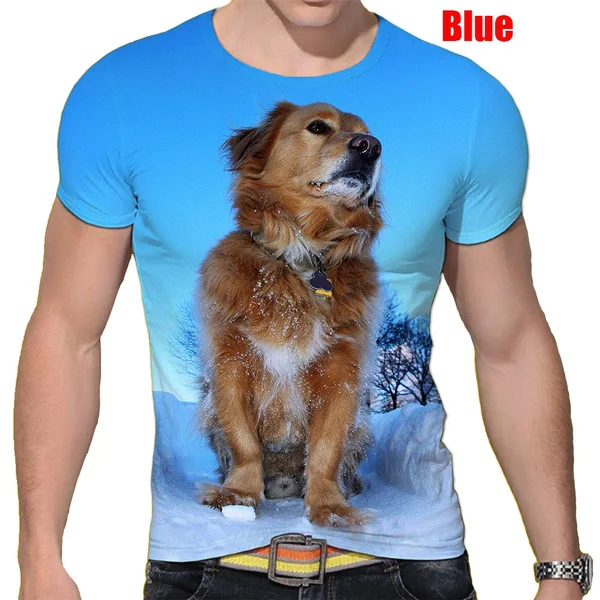 

Fashion Short-sleeved Cute Dog 3D Printed T-shirt Golden Retriever Fashion Casual Man T-shirt Shirt