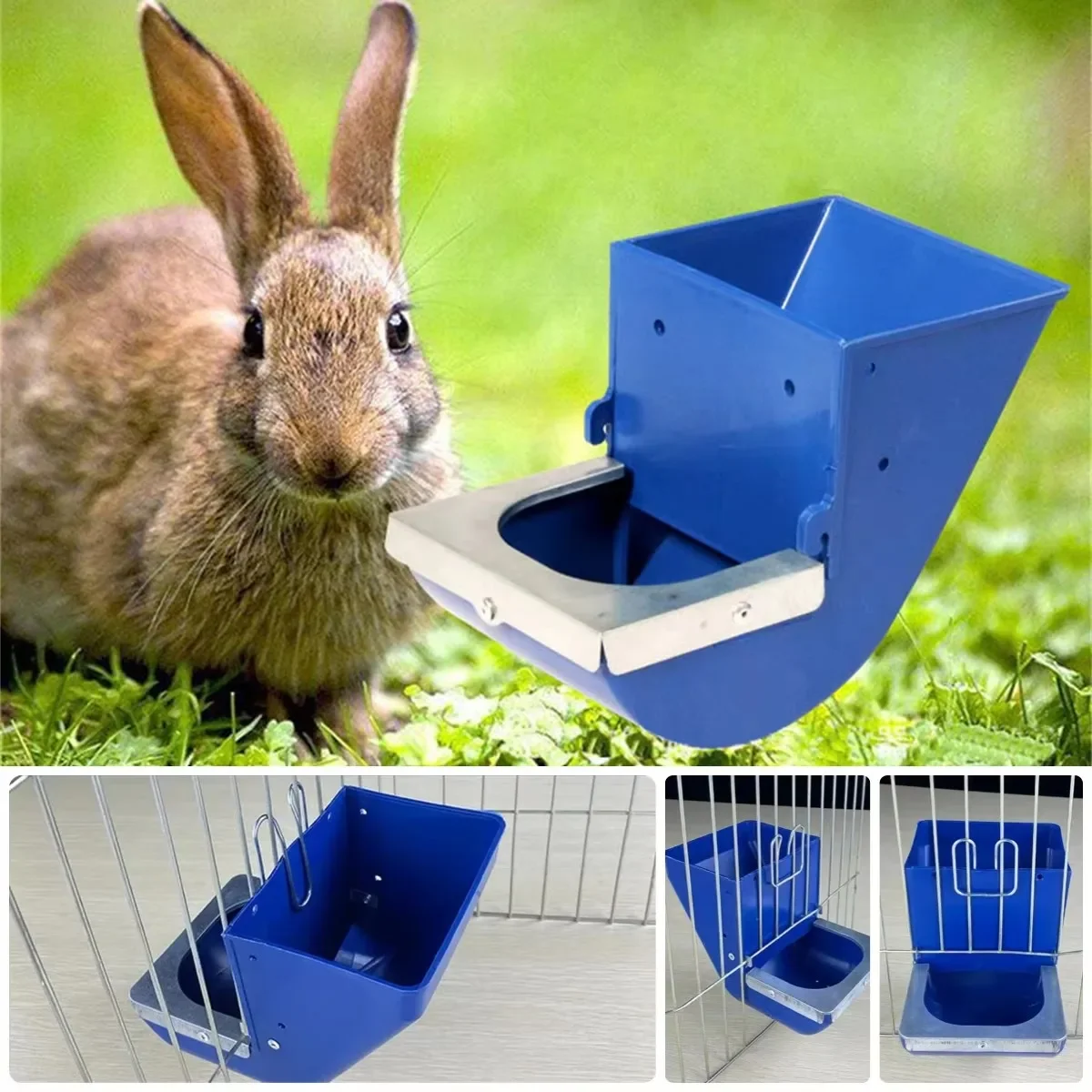 1PC Rabbit Feed Box Hopper Rabbit Cage Small/Middle/Large Rabbit Anti Pickling Feed Trough Rabbit Feeders Box Livestock Supplies