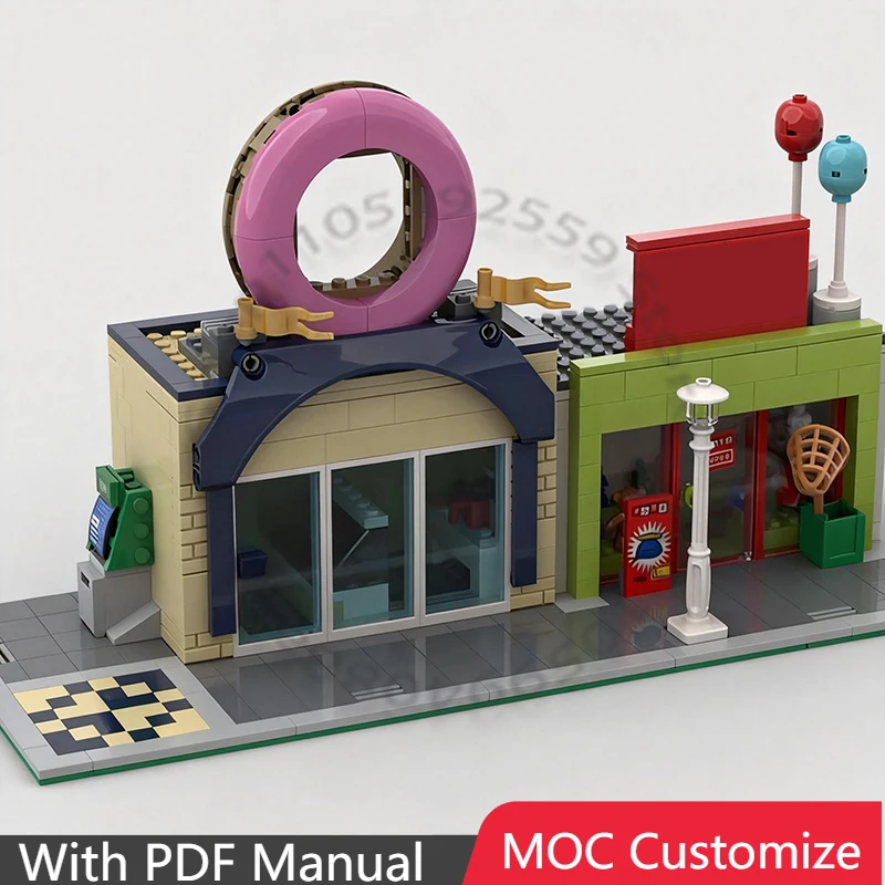 

513 PCS Construction Donut and Toy Shops Modular MOC Customize Modular Building Block Model Educational DIY Holiday Toy Gifts